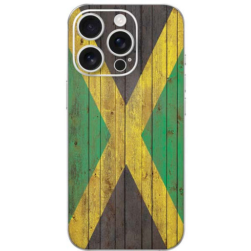 Jamaican Flag Dark Wood iPhone 16 Pro Skin